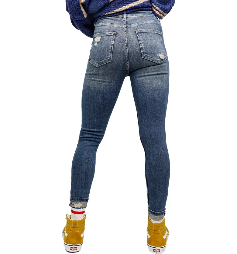 프리피플 Free People Sabrina Ripped High Waist Crop Super Skinny Jeans_MID INDIGO