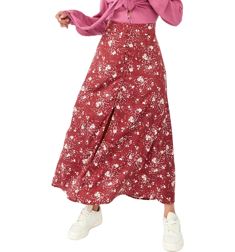 Free People Sammy Floral Button-Up Skirt_SWEET CRANBERRY