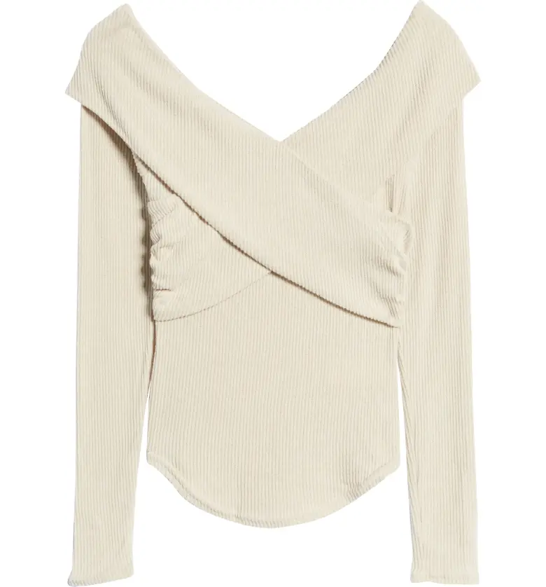 Free People Marley Off the Shoulder Rib Top_OATMEAL
