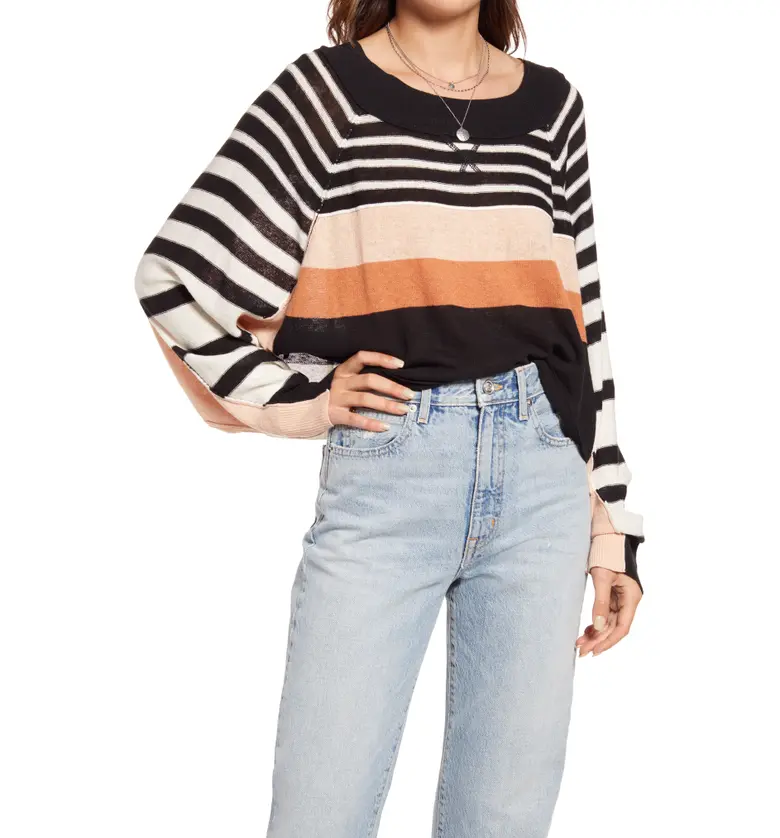 Free People Block Party Pullover_BLACK PEARL COMBO