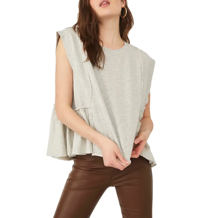 Free People Danny Raw Edge Pullover_SAND GREY HEATHER