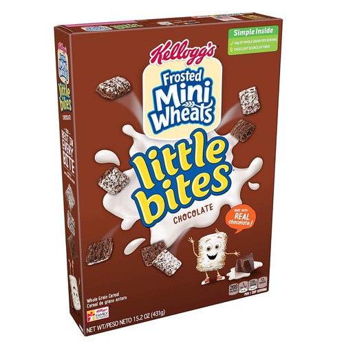  (Discontinued Version) Kelloggs Breakfast Cereal, Frosted Mini-Wheats, Little Bites, Chocolate, Low Fat, Excellent Source of Fiber, 15.2 oz Box
