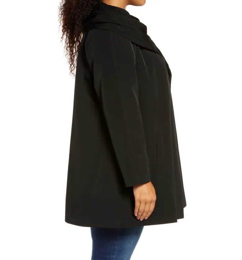  Gallery Pleated Collar Raincoat with Liner_BLACK
