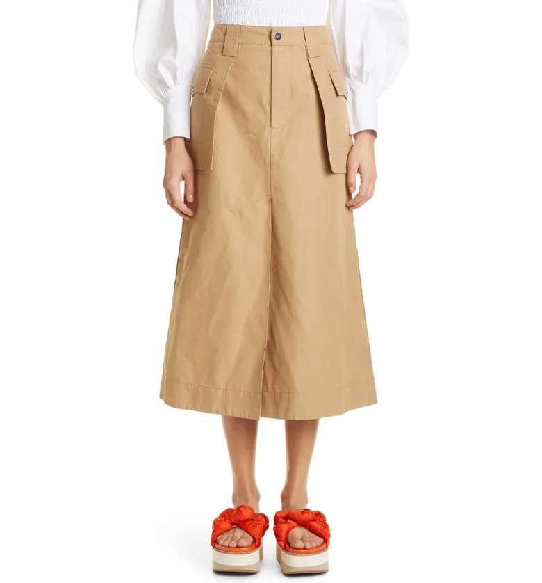 Ganni Organic Cotton & Linen Cargo Skirt_TIGERS EYE
