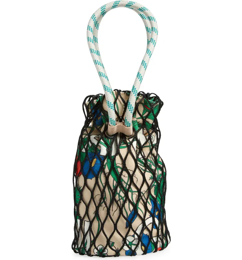 Ganni Fishnet Drawstring Shoulder Bag_BRAZILIAN SAND
