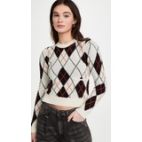 GANNI Harlequin Knit Cropped Sweater
