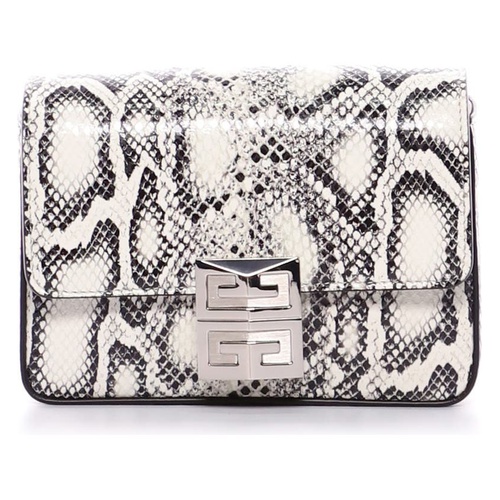 지방시 Givenchy Small 4G Snake Embossed Leather Crossbody Bag_BLACK/ WHITE