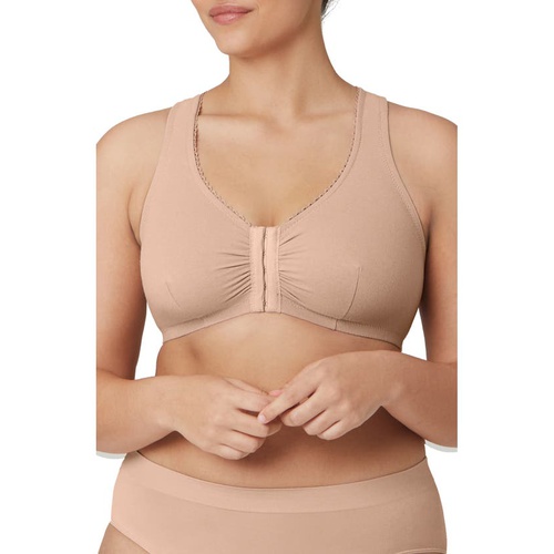  Glamorise Front Close Cotton Blend T-Back Comfort Bra_CAFE