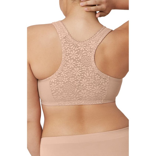  Glamorise Front Close Cotton Blend T-Back Comfort Bra_CAFE