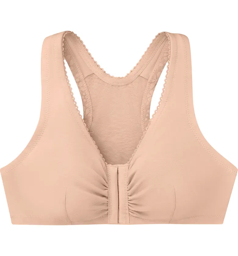  Glamorise Front Close Cotton Blend T-Back Comfort Bra_CAFE