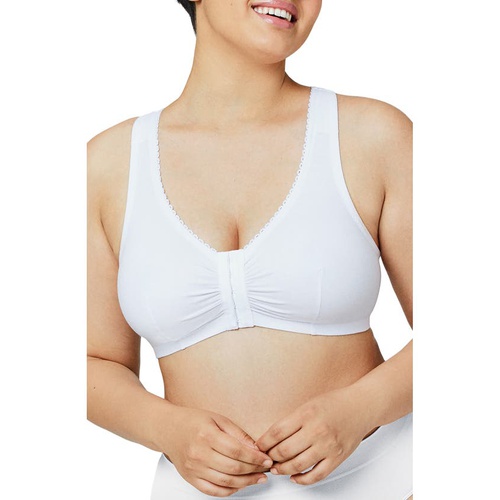  Glamorise Front Close Cotton Blend T-Back Comfort Bra_WHITE