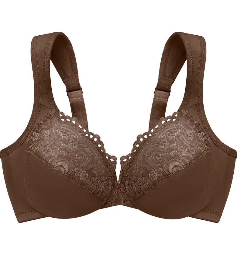  Glamorise WonderWire Low Cut Lace Underwire Bra_MOCHA