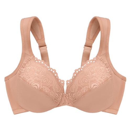  Glamorise WonderWire Low Cut Lace Underwire Bra_CAPPUCCINO