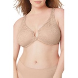 Glamorise WonderWire Front Close Stretch Lace Underwire Bra_CAFE