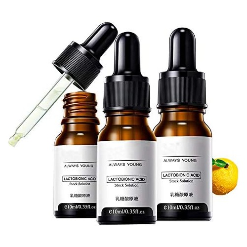  GONGX 3Pcs Lactobionic Acid Essence, Face Shrink Pores Serum Oil, Soften Anti-Aging Wrinkle Skin Facial Serum, Can Remove Blackheads Acne, Fine Pores and Refine the Skin