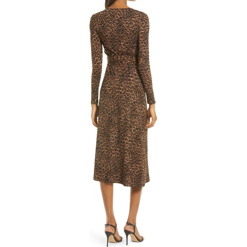  Good American Daynight Leopard Print Long Sleeve Wrap Dress_SEPIA LAYERED LEOPARD