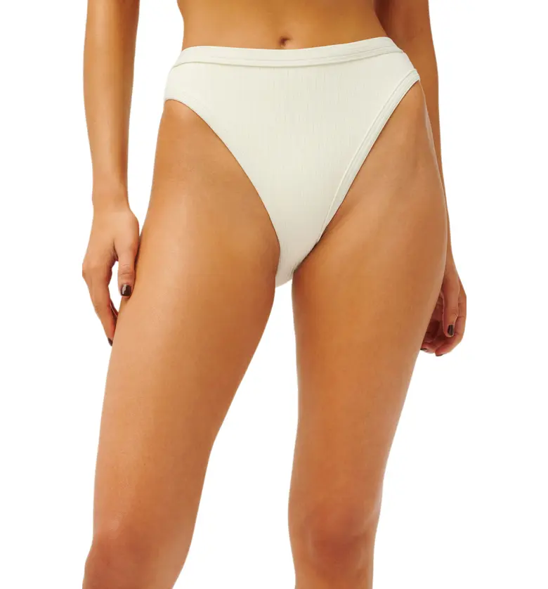 Good American Sport High Cut Bikini Bottoms_IVORY001