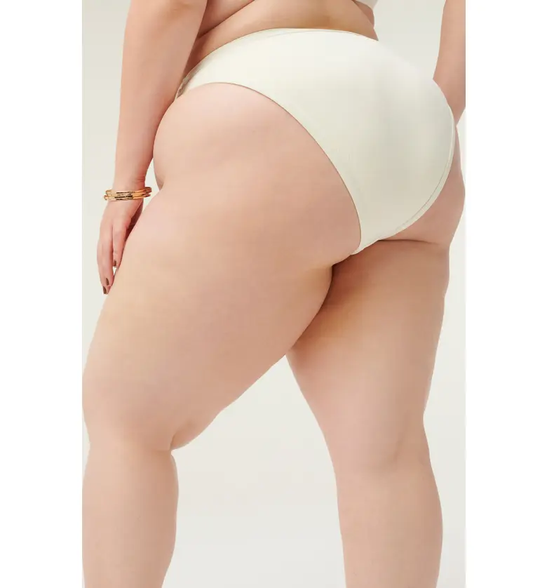  Good American Sport High Cut Bikini Bottoms_IVORY001