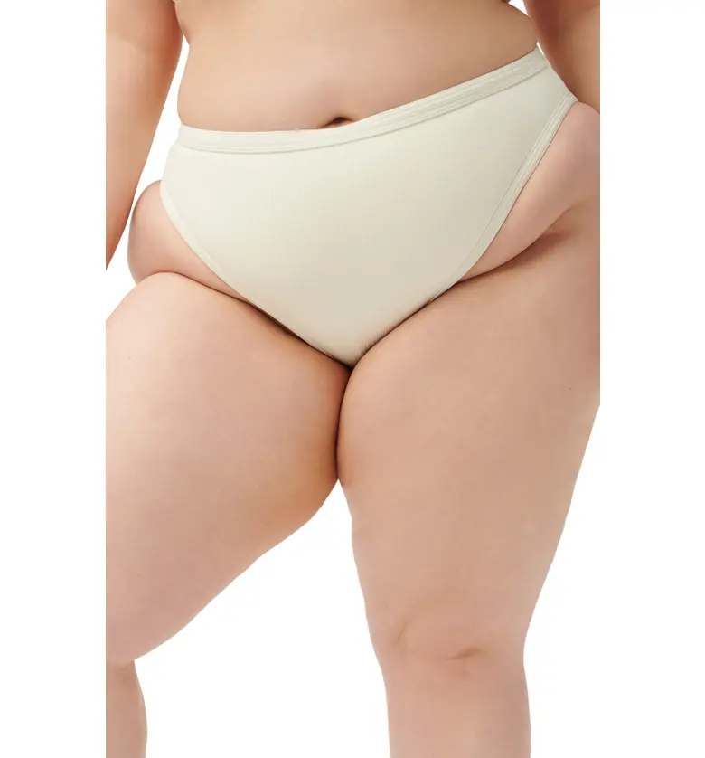  Good American Sport High Cut Bikini Bottoms_IVORY001