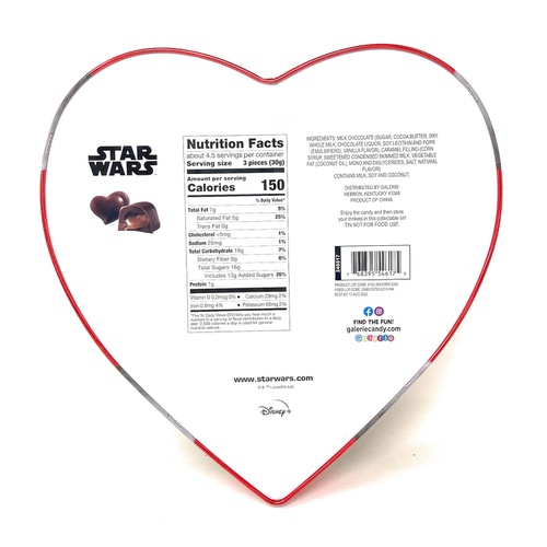  Galeria Star Wars Mandalorian The Child Milk Chocolate Caramel Filled Heart Valentines Day Gift Tin - 1 count