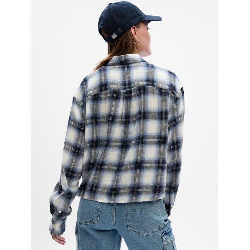 갭 Cropped Plaid Flannel Shirt