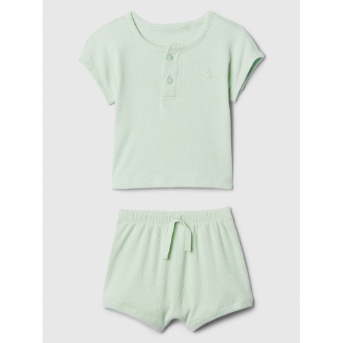 갭 Baby Ribbed Henley Two-Piece Outfit Set