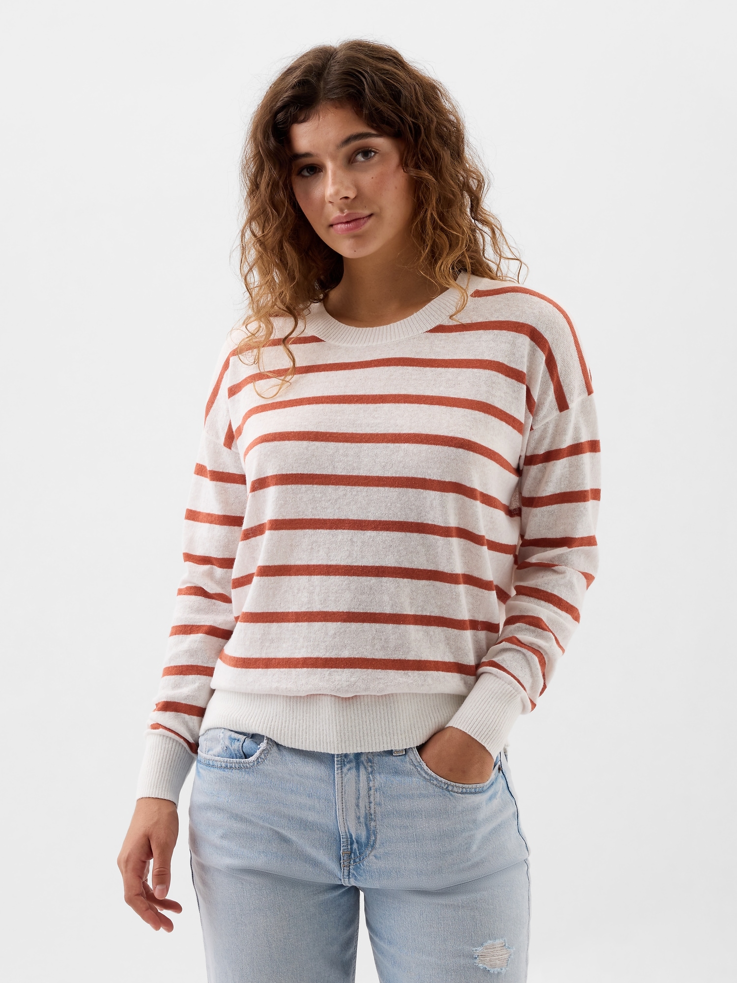 갭 Linen-Blend Crewneck Sweater