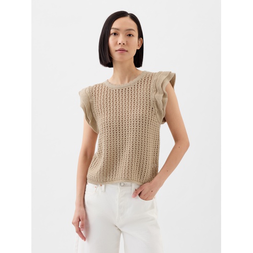 갭 Crochet Flutter Sleeve Top