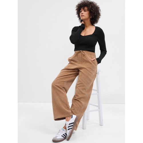 갭 Mid Rise Easy Wide-Leg Corduroy Pants