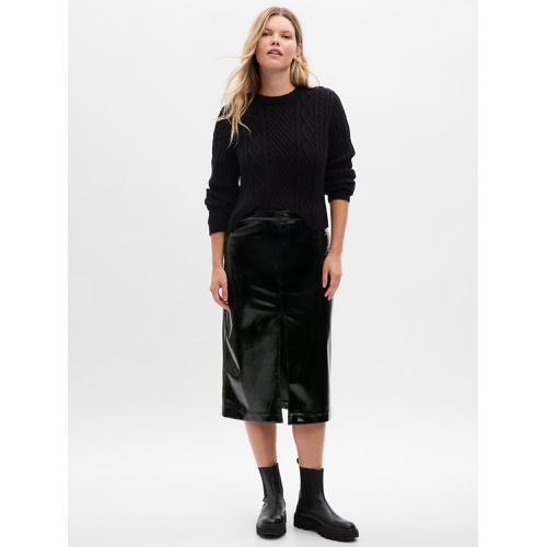 갭 Vegan Leather Midi Skirt