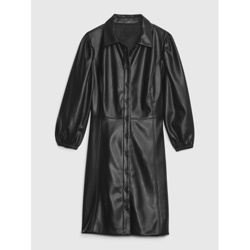 갭 Puff Sleeve Vegan Leather Mini Dress