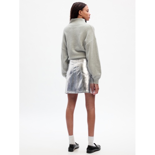 갭 Metallic Vegan Leather Mini Skirt