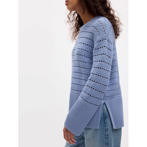 갭 24/7 Split-Hem Crochet Sweater