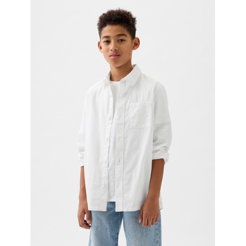 갭 Kids Linen-Cotton Oxford Shirt