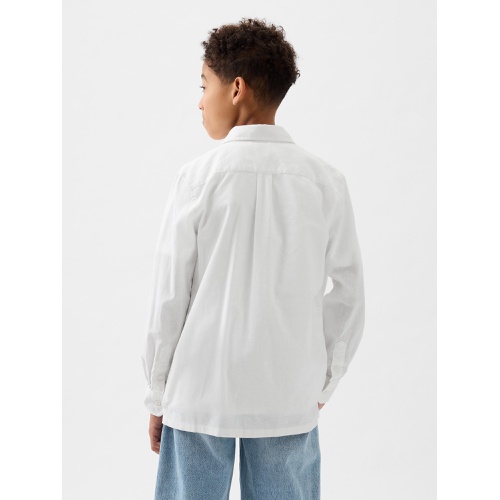 갭 Kids Linen-Cotton Oxford Shirt