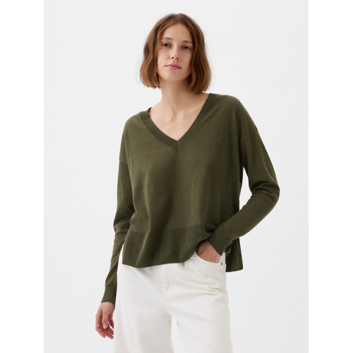 갭 24/7 Split-Hem Linen-Blend Sweater