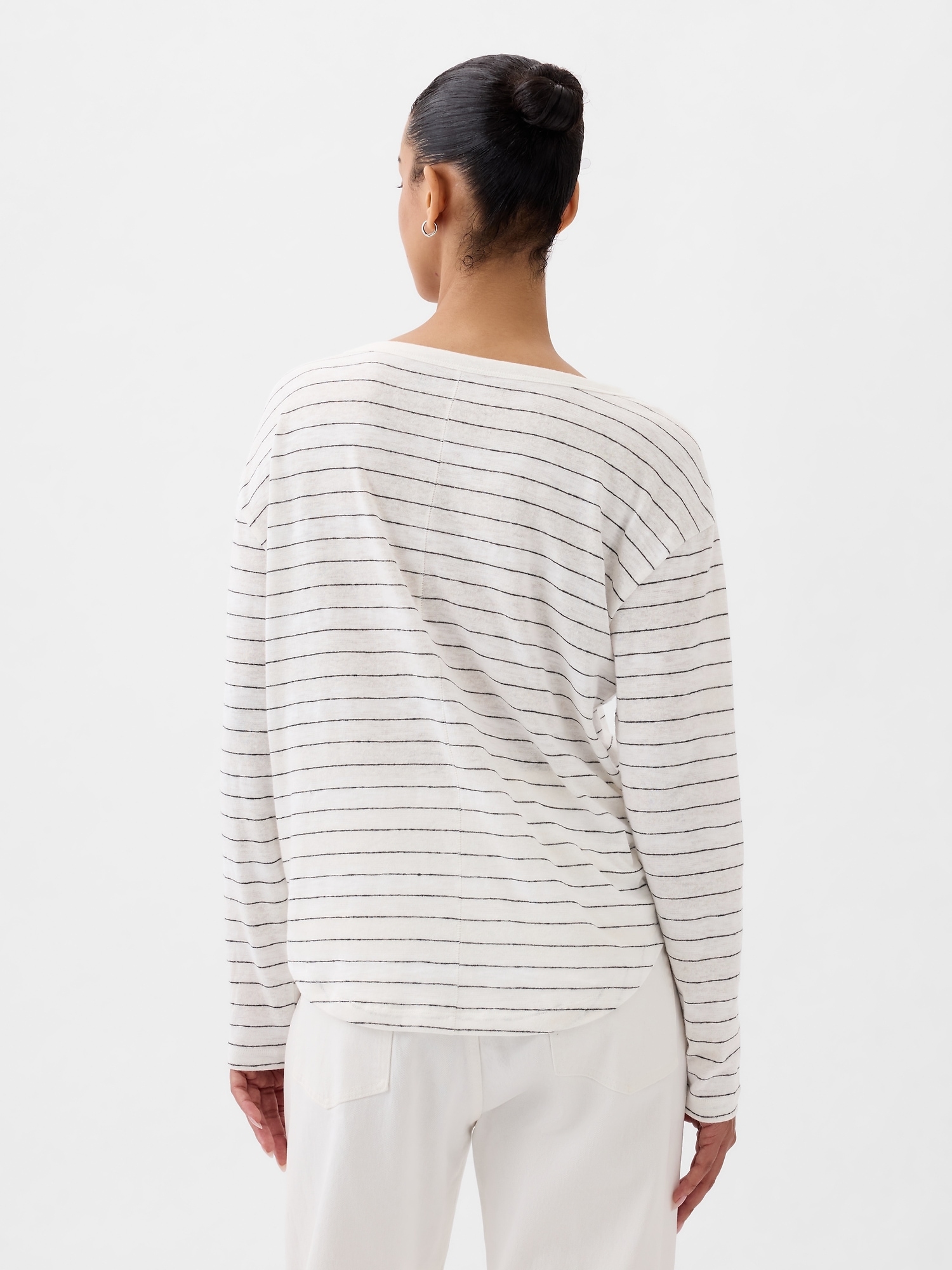 갭 Linen-Blend Boatneck T-Shirt