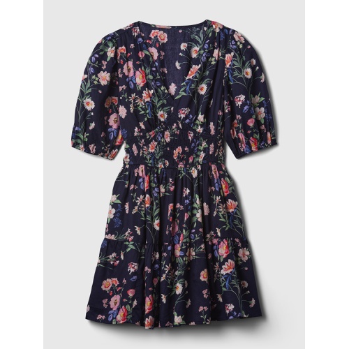 갭 Puff Sleeve Smocked Mini Dress