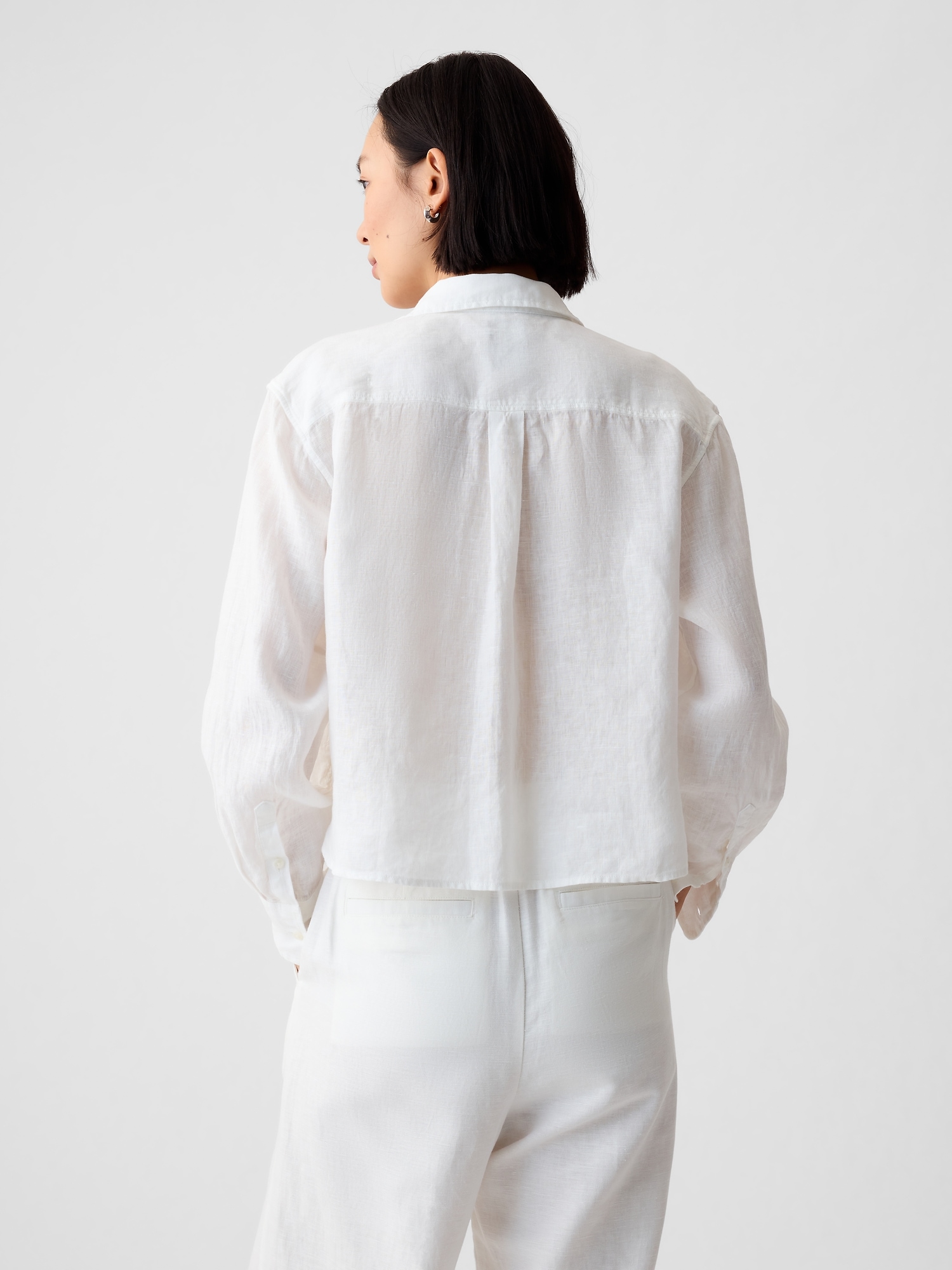 갭 100% Linen Cropped Shirt
