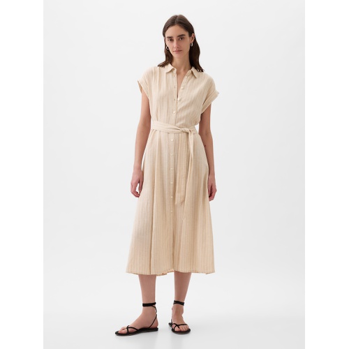갭 Linen-Blend Midi Shirtdress