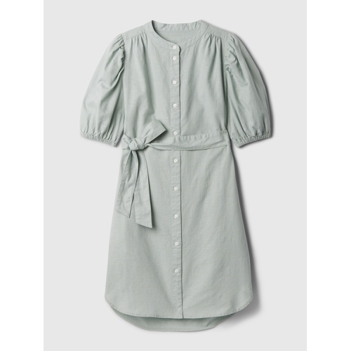 갭 Linen-Cotton Puff Sleeve Mini Shirtdress
