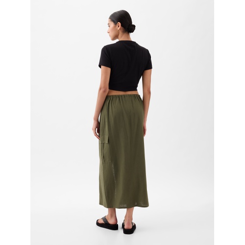 갭 Linen-Blend Cargo Midi Skirt