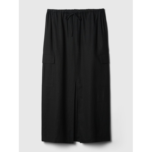 갭 Linen-Blend Cargo Midi Skirt