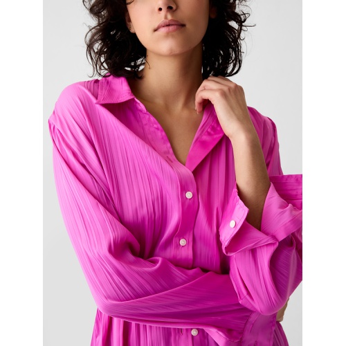 갭 Pleated Satin Boyfriend Shirt