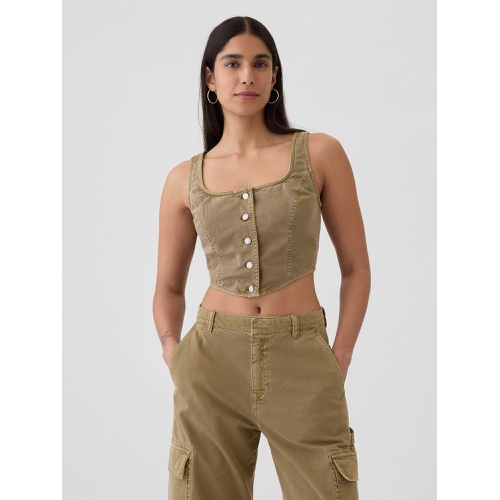 갭 Structured Twill Cropped Corset Tank