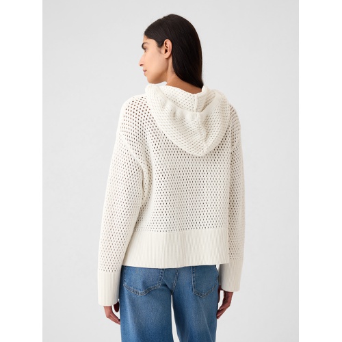 갭 24/7 Split-Hem Crochet Sweater Hoodie