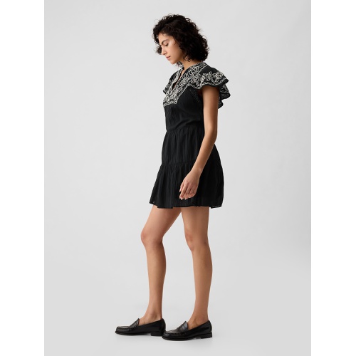 갭 Crinkle Gauze Embroidered Mini Dress