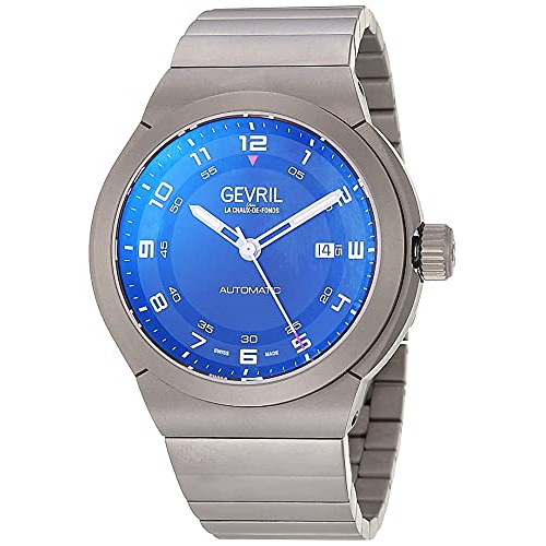  Gevril Mens Automatic Watch with Stainless Steel Strap, Black, 22 (Model: 46201)