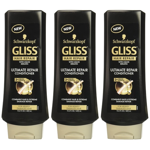  GLISS Hair Repair Conditioner, Ultimate Repair for Heavily Damaged Hair, 13.6 Ounces (Pack of 3)