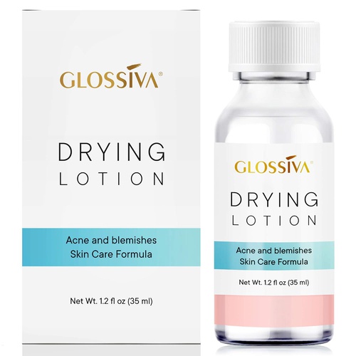  Glossiva Drying Lotion, Acne Spot Treatment Dries Out Pimples, Blemishes, Zits, and Clogged Pores - Overnight Solution Powerful Ingredients 1.23 Fl Oz